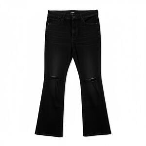 Express Jet Black High Rise Bootcut Distressed Women's Jeans 14 Short